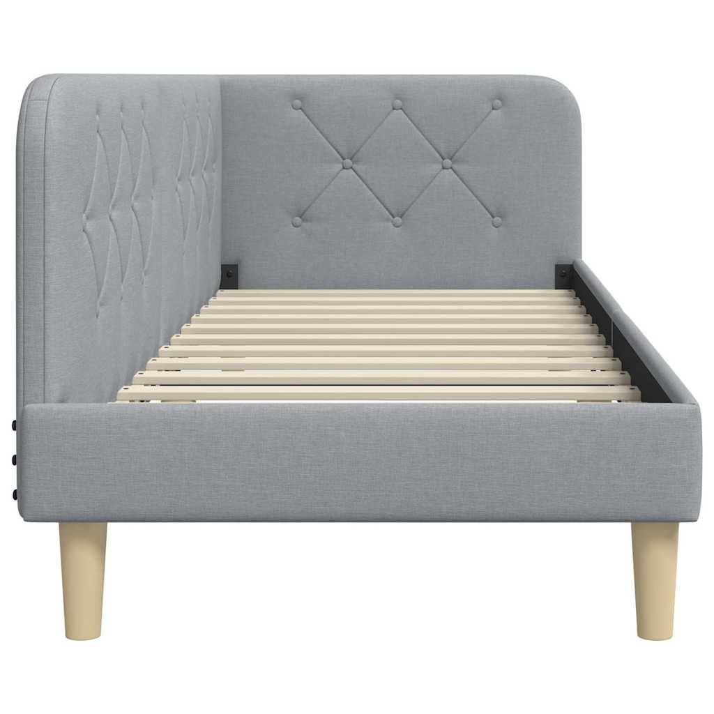 Hoekbedframe Lichtgrijs 80 x 200 cm Stof is nu te koop bij PeponiXL, paradijselijk wonen!