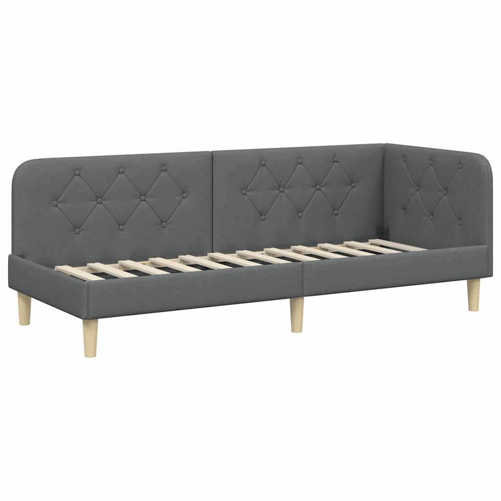 Hoekbedframe Donkergrijs 80 x 200 cm Stof is nu te koop bij PeponiXL, paradijselijk wonen!