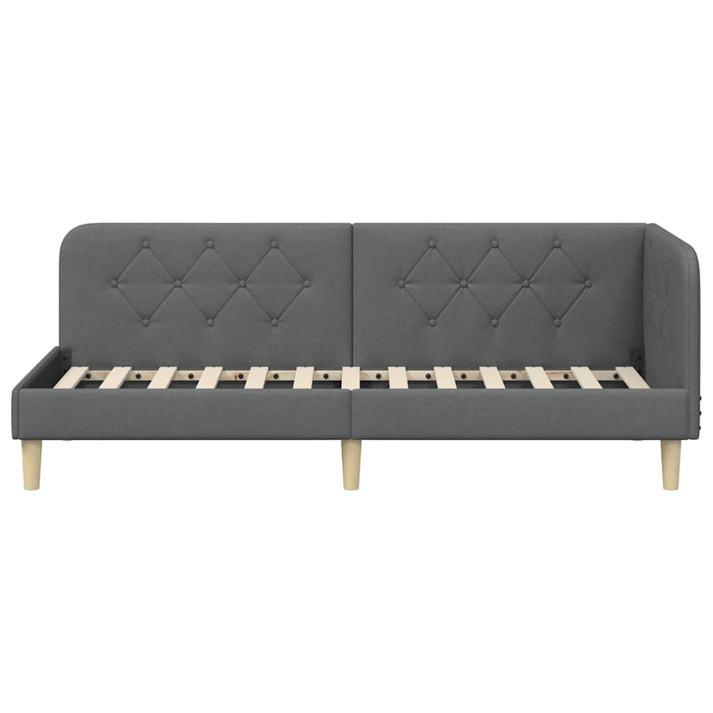 Hoekbedframe Donkergrijs 80 x 200 cm Stof is nu te koop bij PeponiXL, paradijselijk wonen!