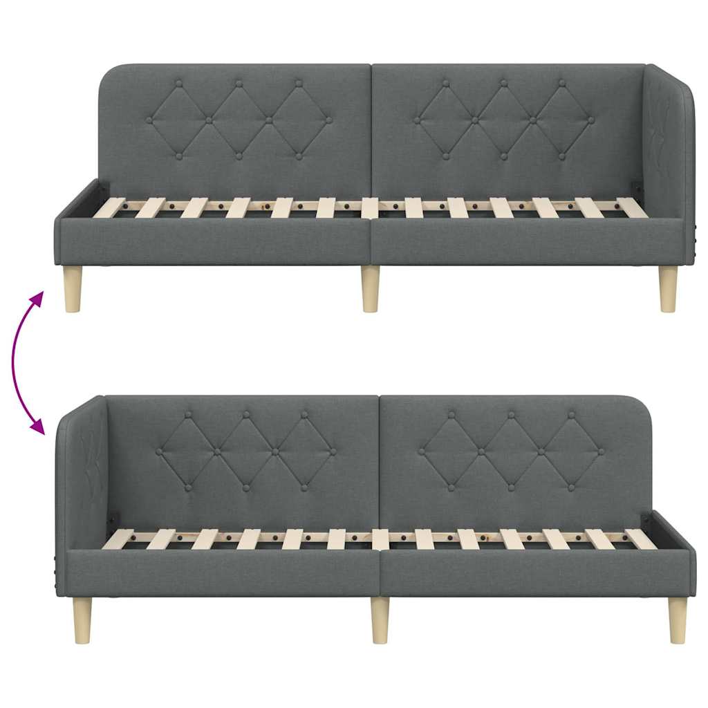 Hoekbedframe Donkergrijs 80 x 200 cm Stof is nu te koop bij PeponiXL, paradijselijk wonen!
