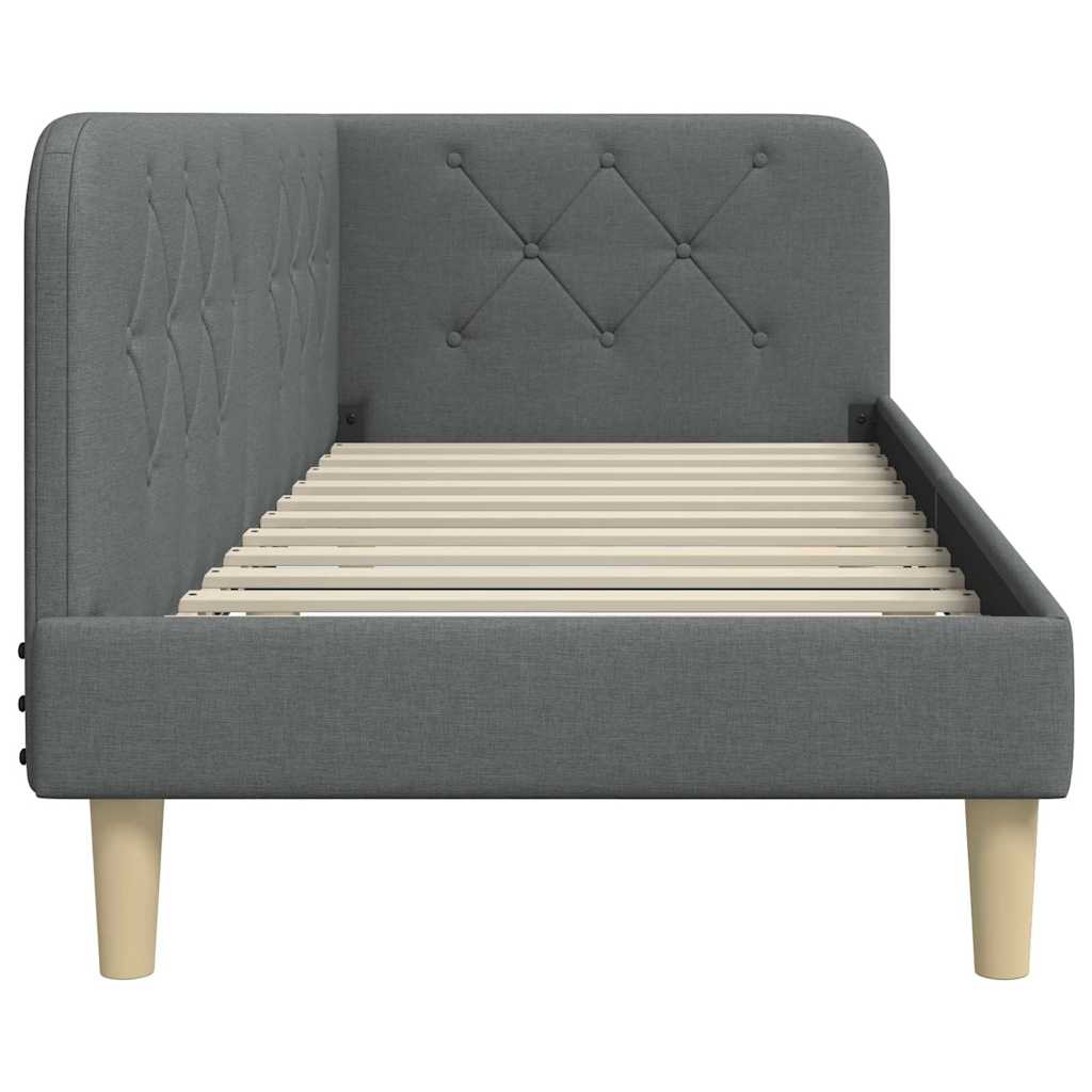 Hoekbedframe Donkergrijs 80 x 200 cm Stof is nu te koop bij PeponiXL, paradijselijk wonen!