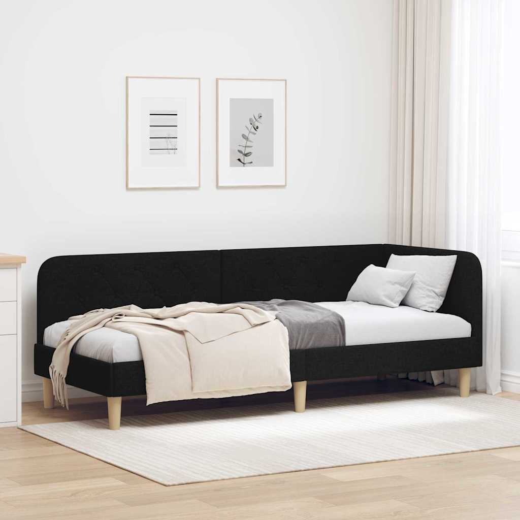 Hoekbedframe Zwart 80 x 200 cm Stof is nu te koop bij PeponiXL, paradijselijk wonen!