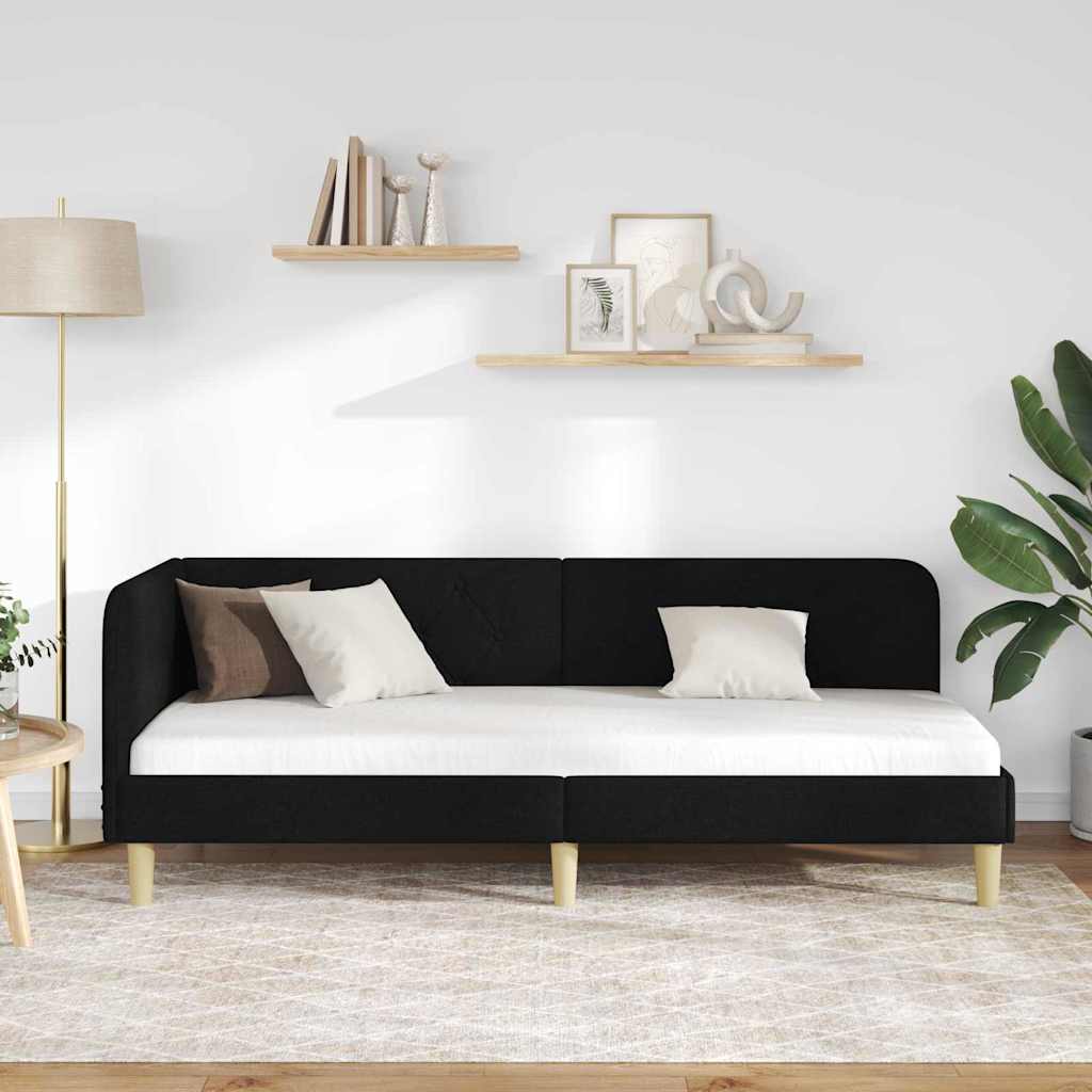 Hoekbedframe Zwart 80 x 200 cm Stof is nu te koop bij PeponiXL, paradijselijk wonen!