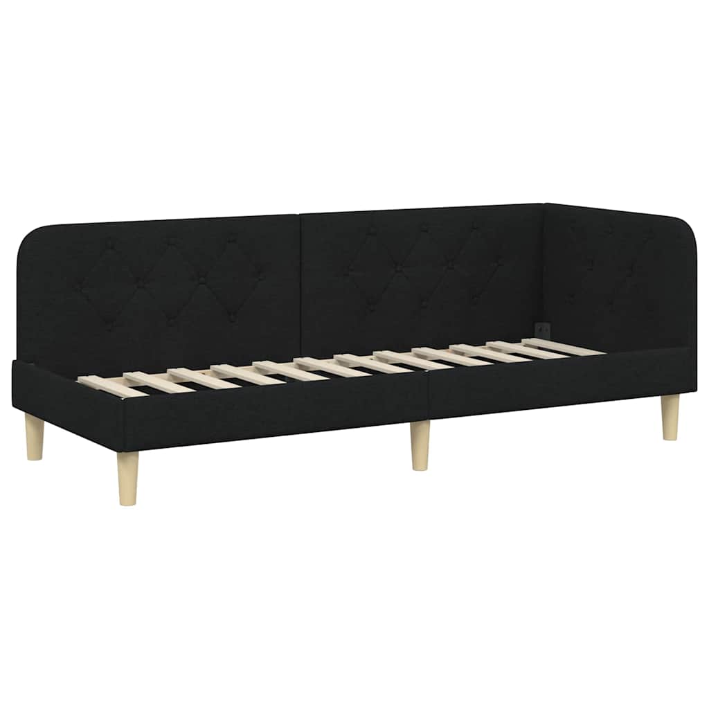 Hoekbedframe Zwart 80 x 200 cm Stof is nu te koop bij PeponiXL, paradijselijk wonen!