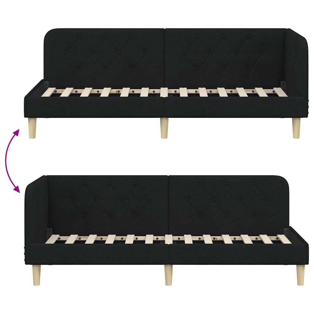 Hoekbedframe Zwart 80 x 200 cm Stof is nu te koop bij PeponiXL, paradijselijk wonen!