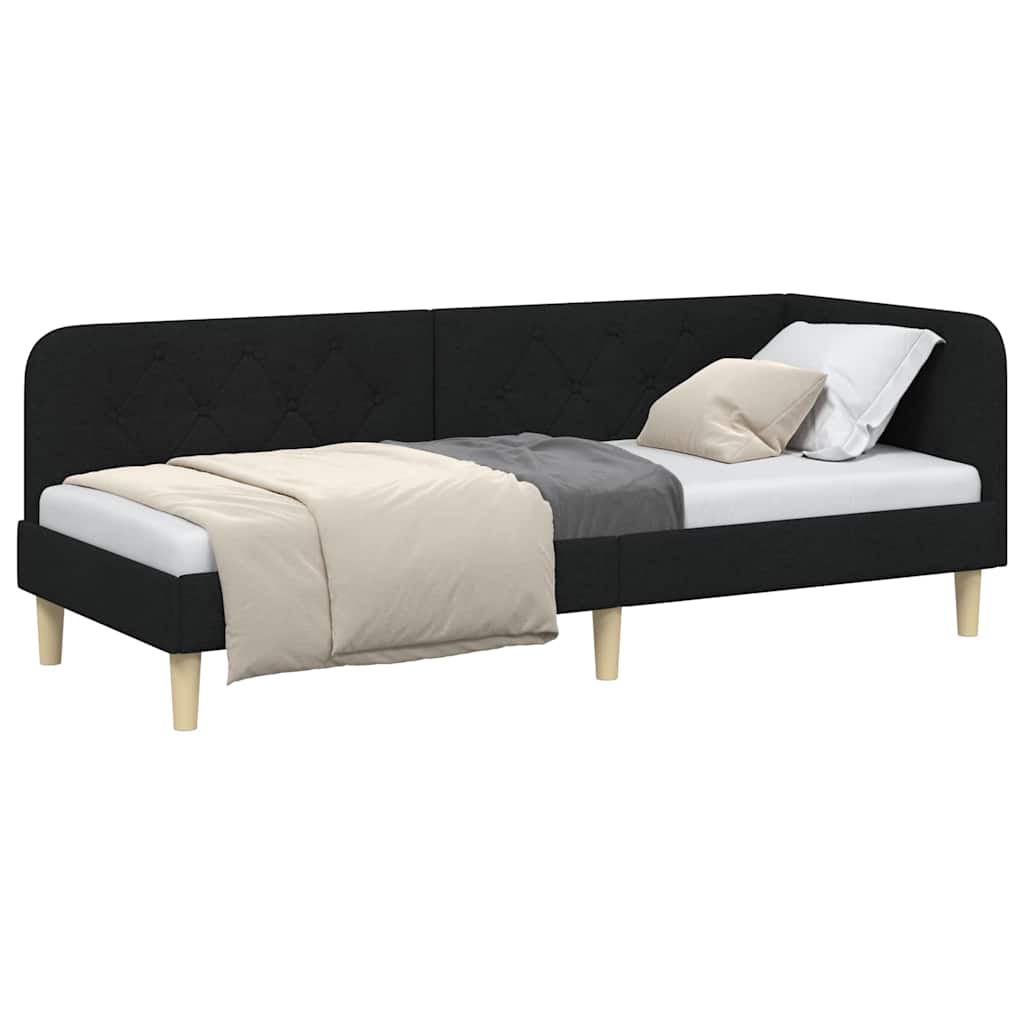 Hoekbedframe Zwart 80 x 200 cm Stof is nu te koop bij PeponiXL, paradijselijk wonen!