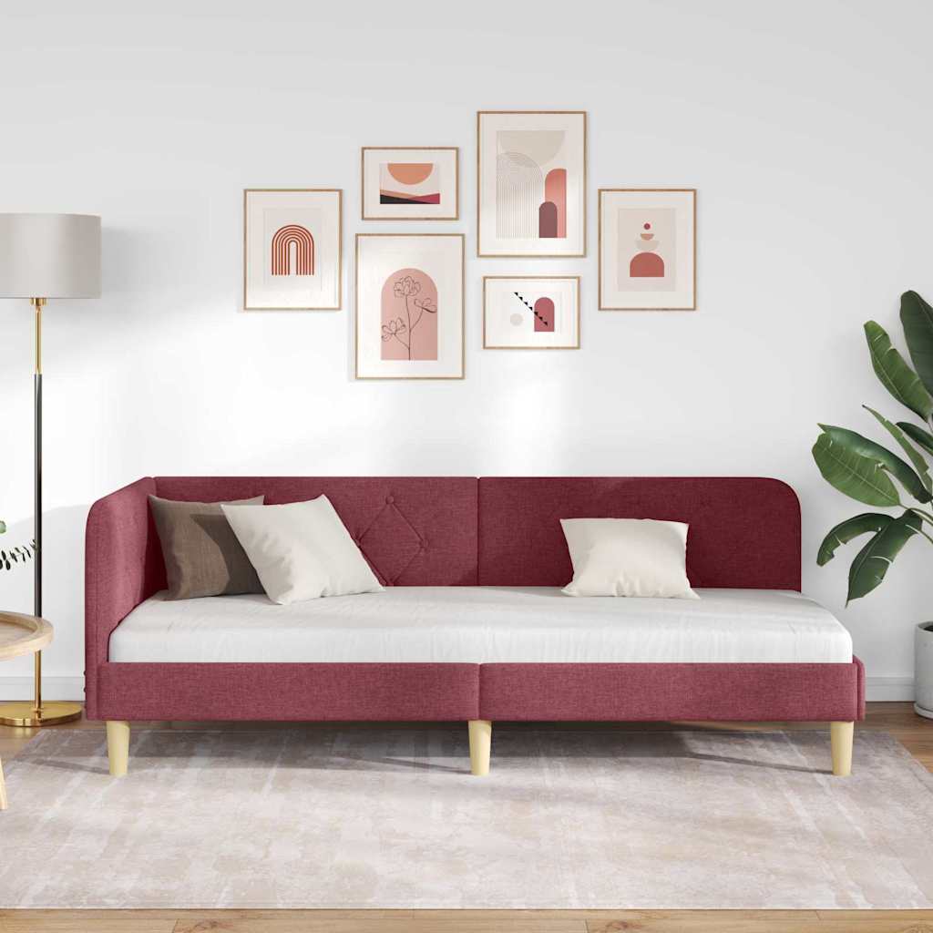 Hoekbedframe Wijnrood 80 x 200 cm Stof is nu te koop bij PeponiXL, paradijselijk wonen!