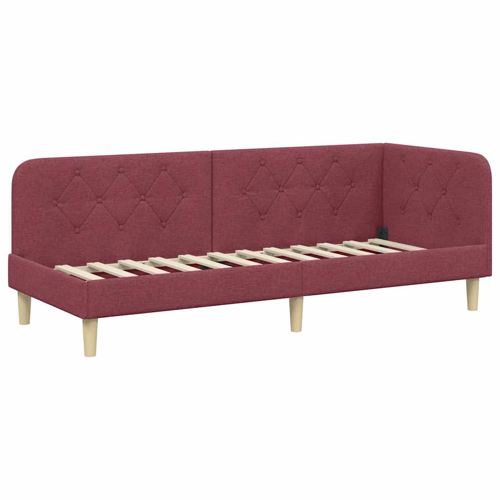 Hoekbedframe Wijnrood 80 x 200 cm Stof is nu te koop bij PeponiXL, paradijselijk wonen!