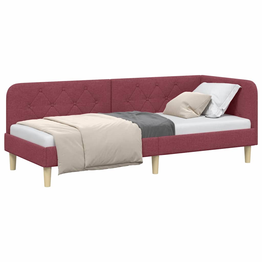 Hoekbedframe Wijnrood 80 x 200 cm Stof is nu te koop bij PeponiXL, paradijselijk wonen!