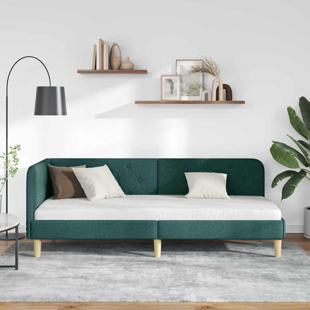 Hoekbedframe Donkergroen 80 x 200 cm Stof is nu te koop bij PeponiXL, paradijselijk wonen!
