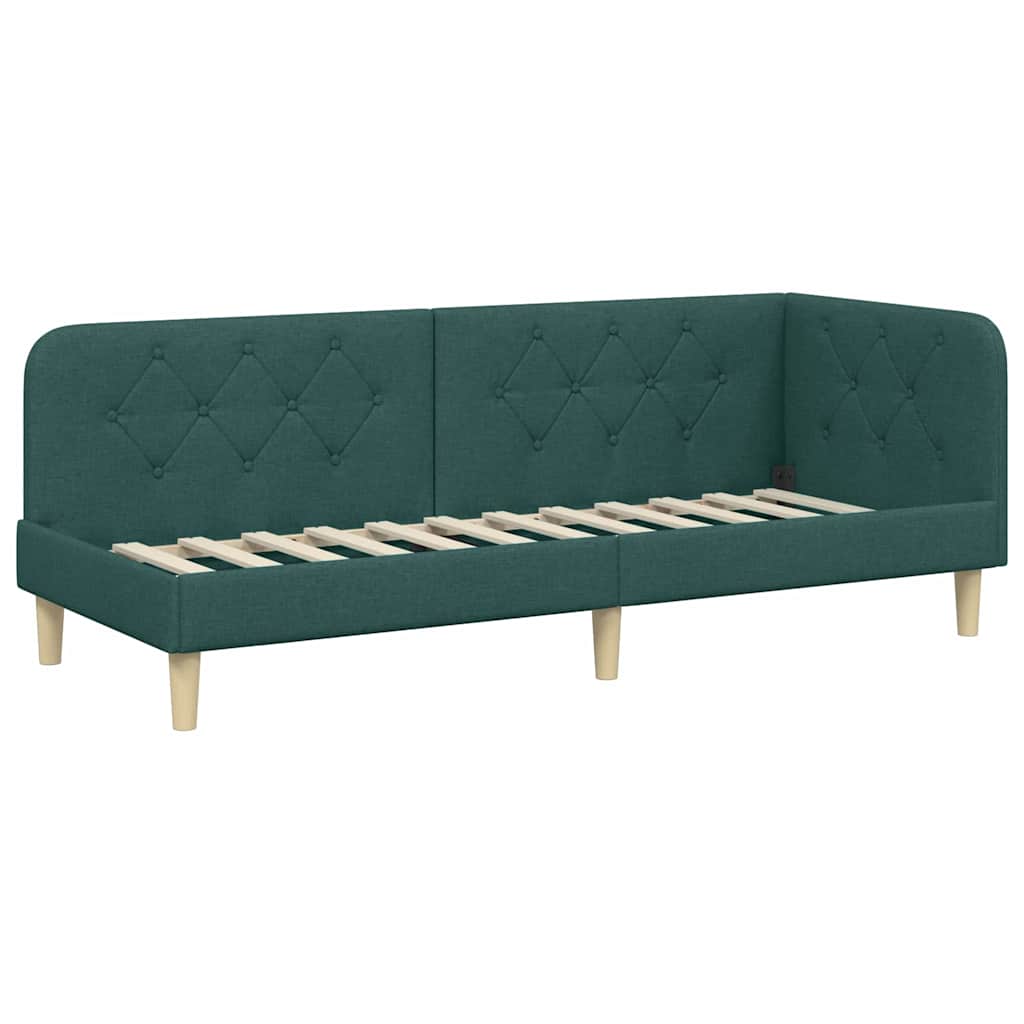 Hoekbedframe Donkergroen 80 x 200 cm Stof is nu te koop bij PeponiXL, paradijselijk wonen!