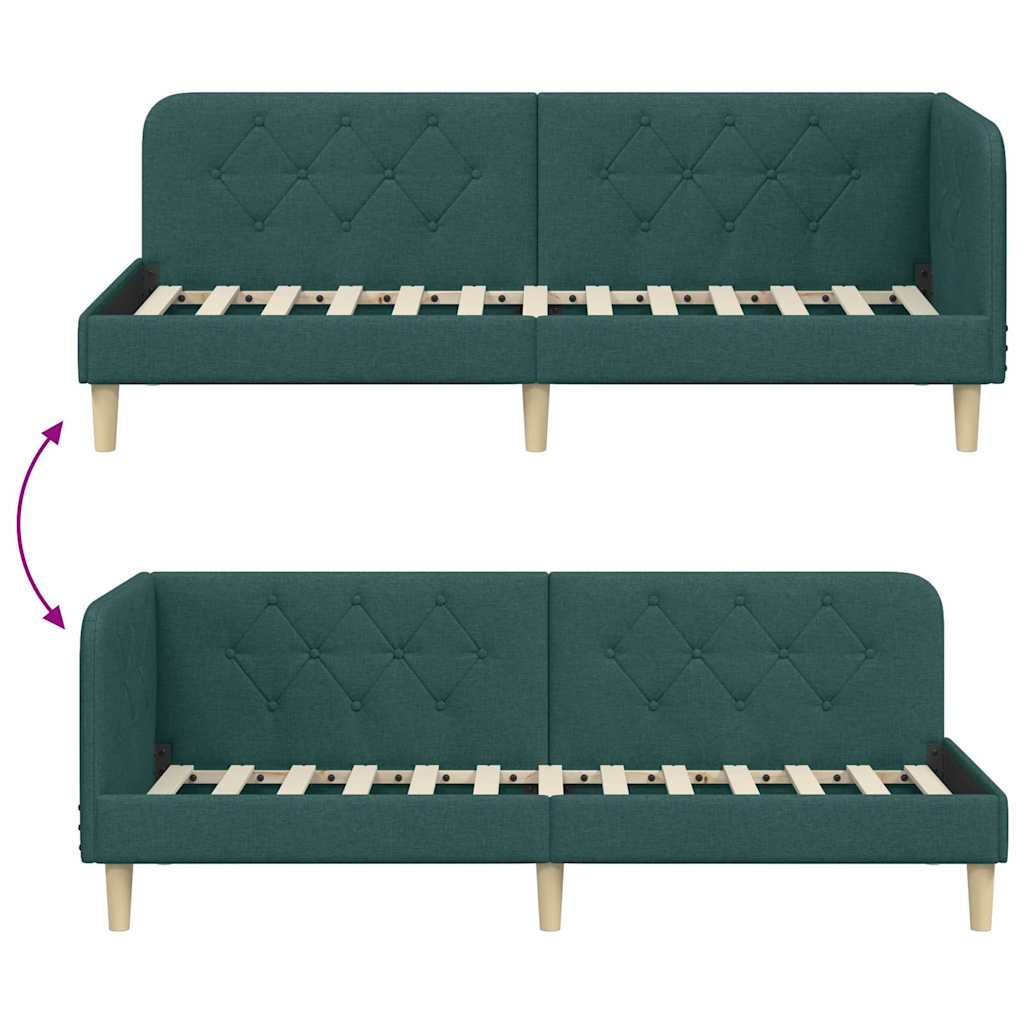 Hoekbedframe Donkergroen 80 x 200 cm Stof is nu te koop bij PeponiXL, paradijselijk wonen!
