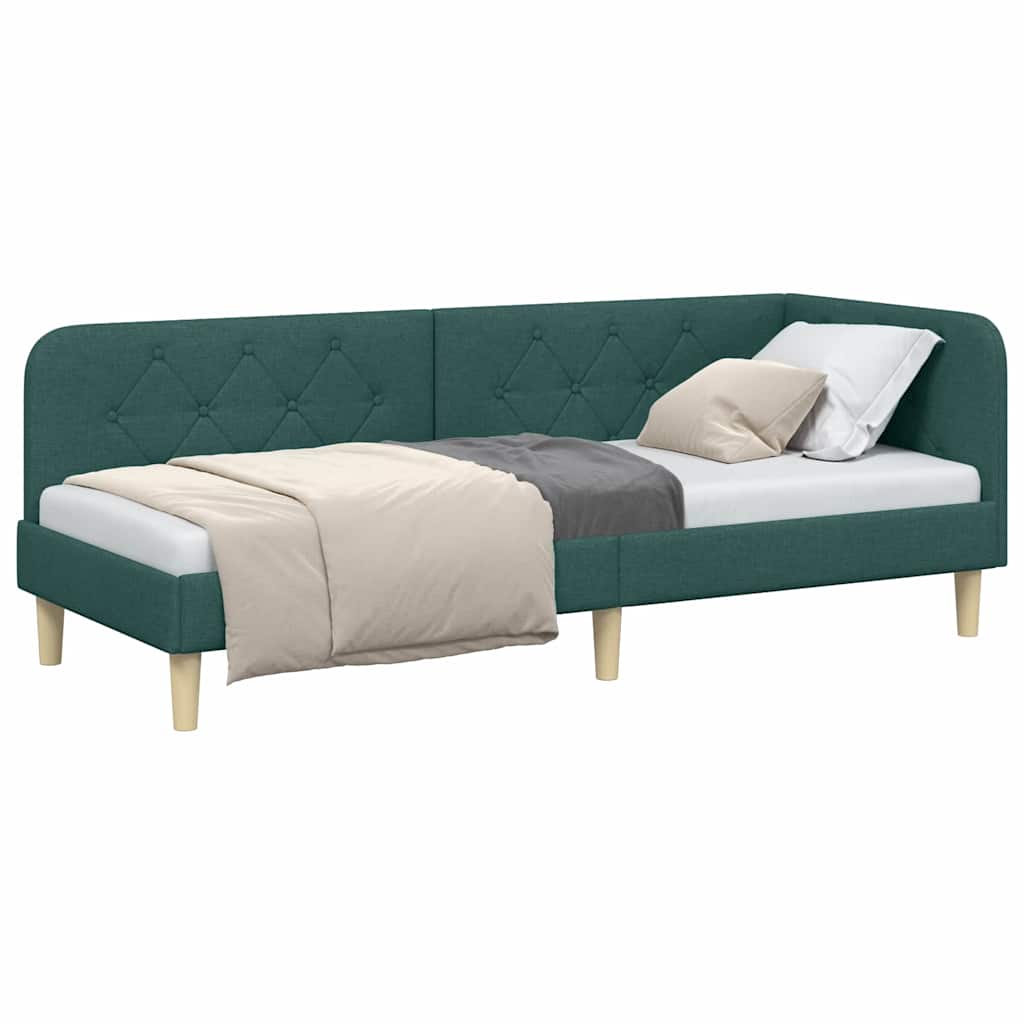 Hoekbedframe Donkergroen 80 x 200 cm Stof is nu te koop bij PeponiXL, paradijselijk wonen!