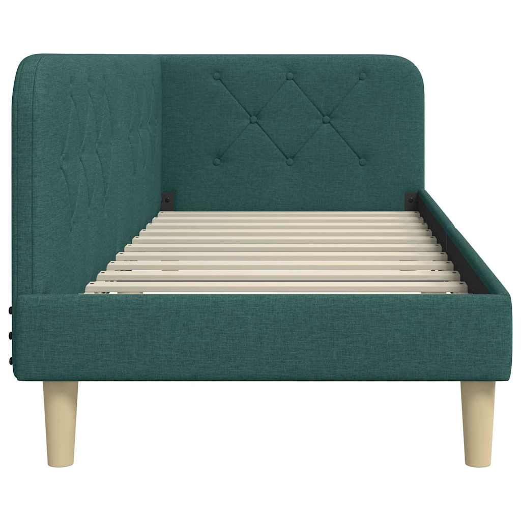 Hoekbedframe Donkergroen 80 x 200 cm Stof is nu te koop bij PeponiXL, paradijselijk wonen!