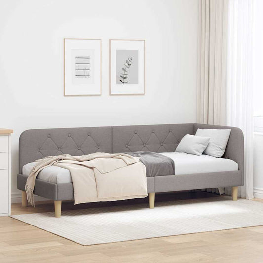 Hoekbedframe Taupe 80 x 200 cm Stof is nu te koop bij PeponiXL, paradijselijk wonen!