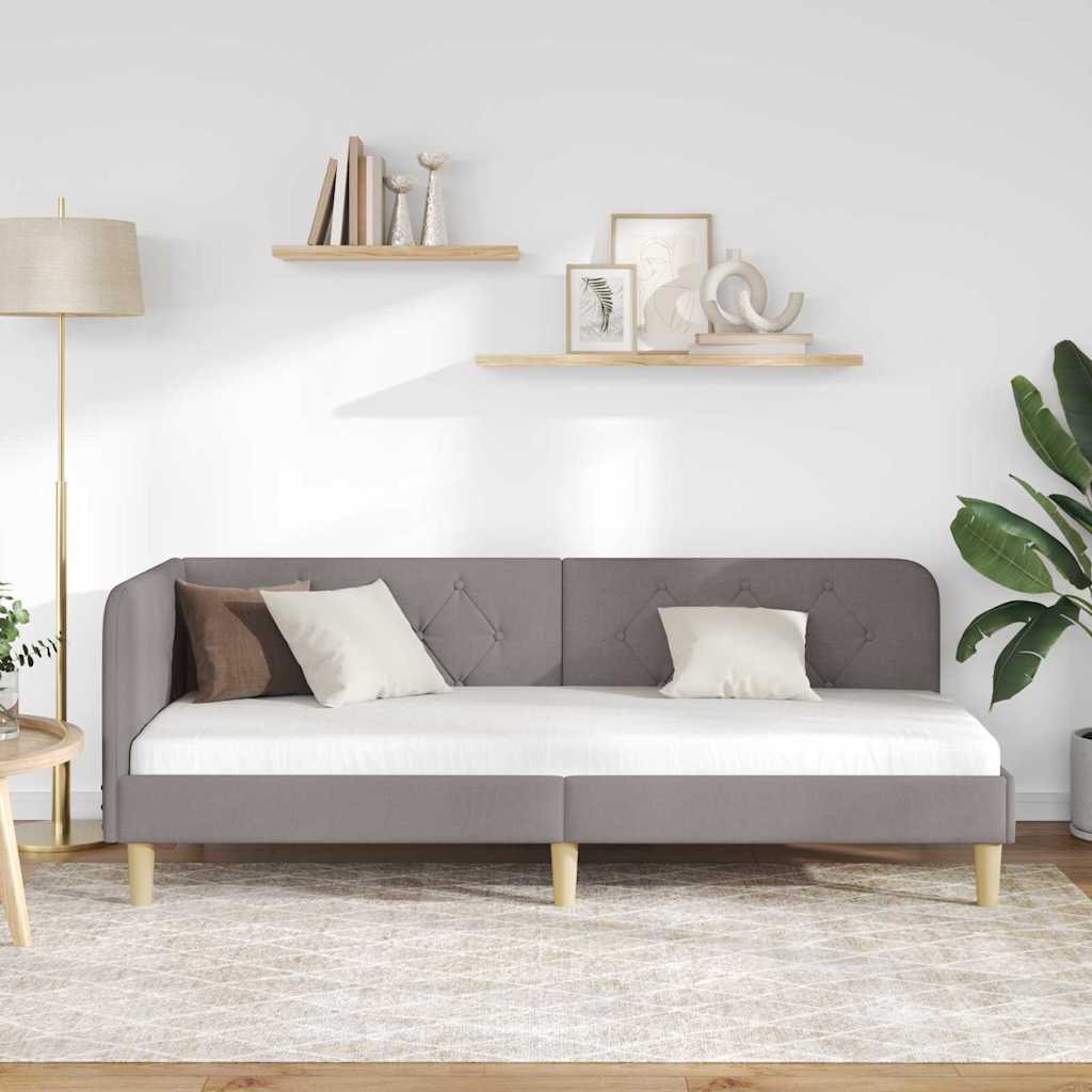 Hoekbedframe Taupe 80 x 200 cm Stof is nu te koop bij PeponiXL, paradijselijk wonen!