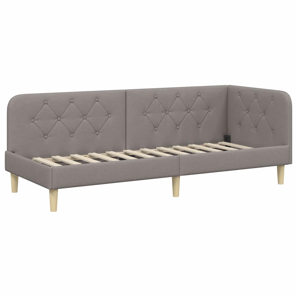 Hoekbedframe Taupe 80 x 200 cm Stof is nu te koop bij PeponiXL, paradijselijk wonen!