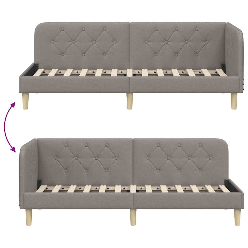 Hoekbedframe Taupe 80 x 200 cm Stof is nu te koop bij PeponiXL, paradijselijk wonen!