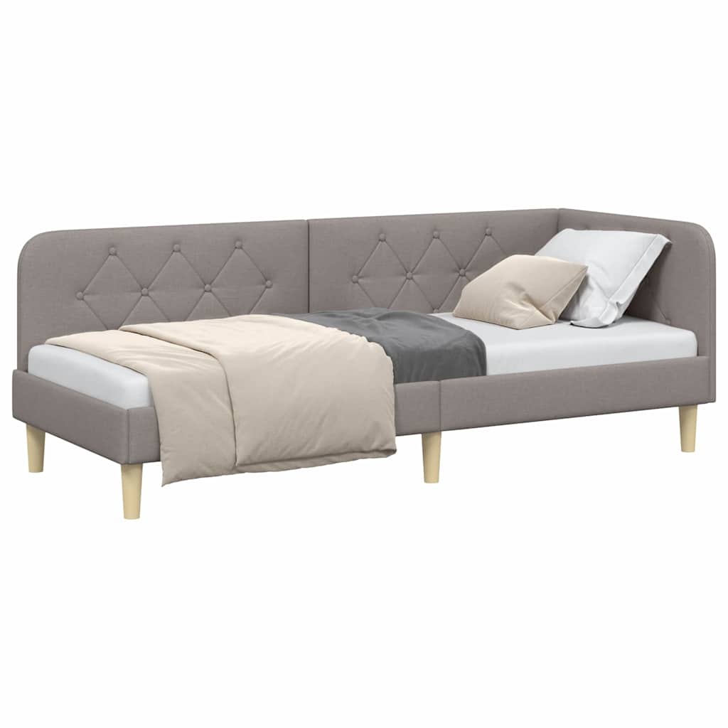 Hoekbedframe Taupe 80 x 200 cm Stof is nu te koop bij PeponiXL, paradijselijk wonen!