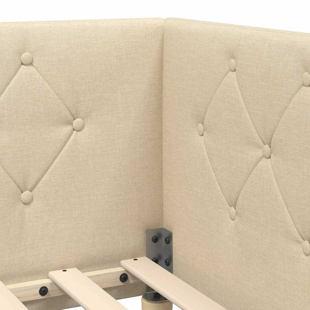 Hoekbedframe Crème 80 x 200 cm Stof is nu te koop bij PeponiXL, paradijselijk wonen!
