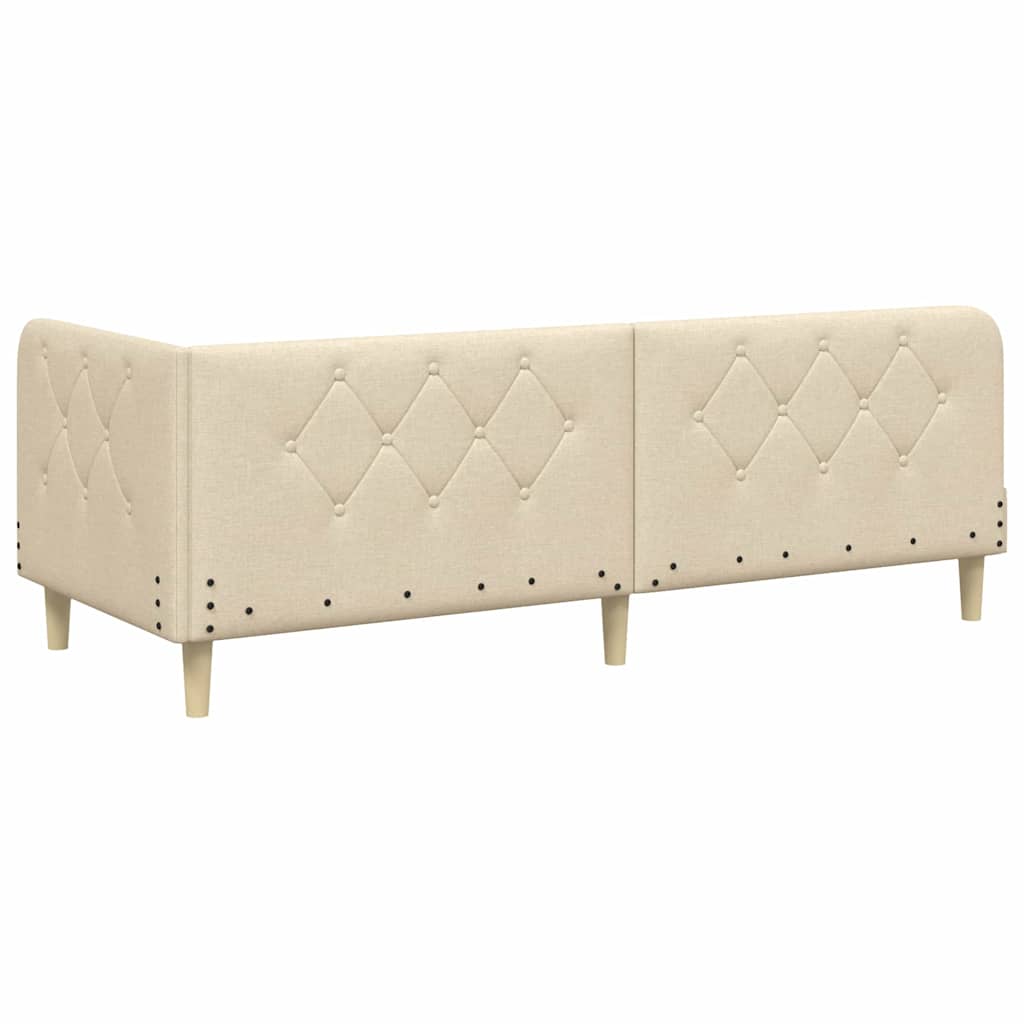 Hoekbedframe Crème 80 x 200 cm Stof is nu te koop bij PeponiXL, paradijselijk wonen!