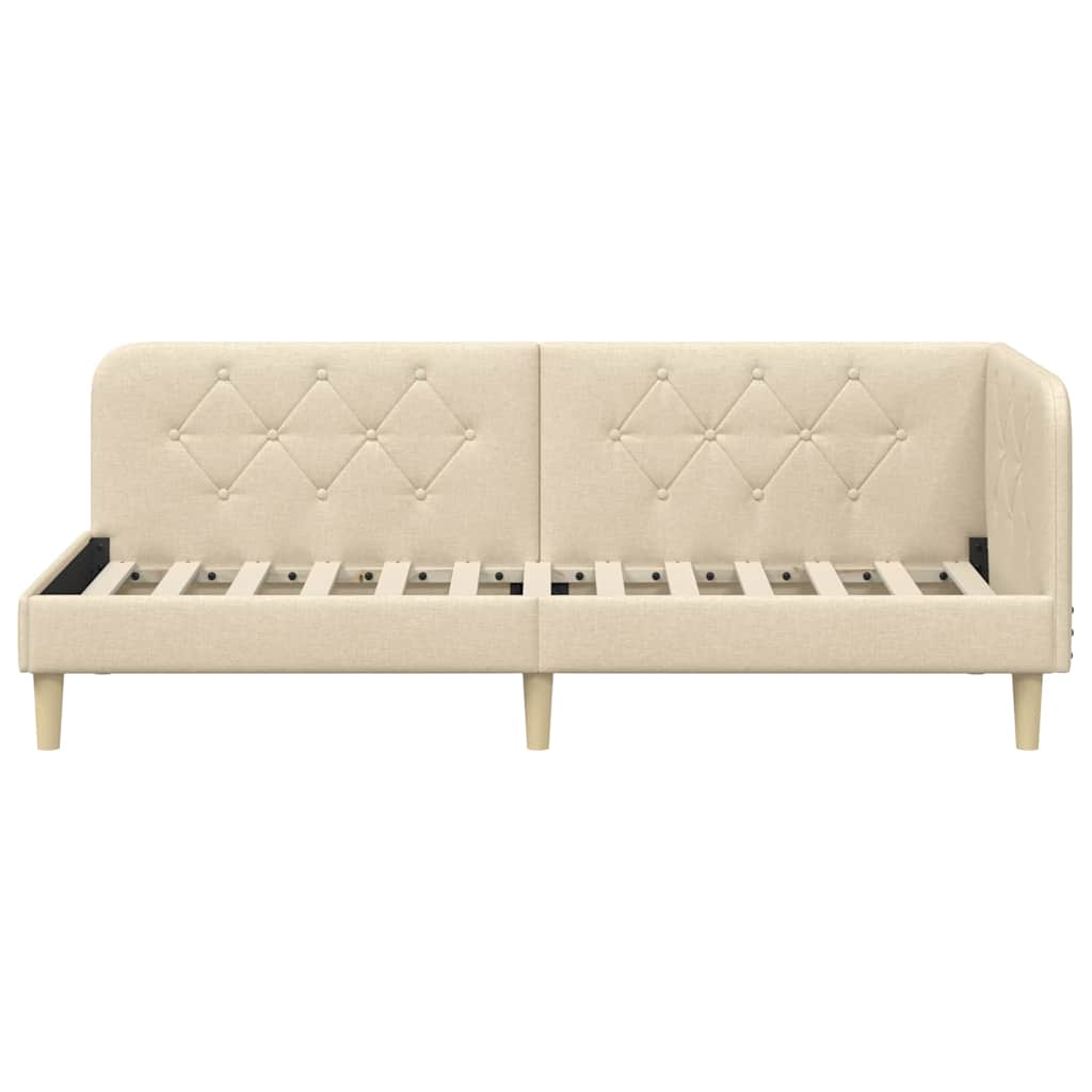 Hoekbedframe Crème 80 x 200 cm Stof is nu te koop bij PeponiXL, paradijselijk wonen!