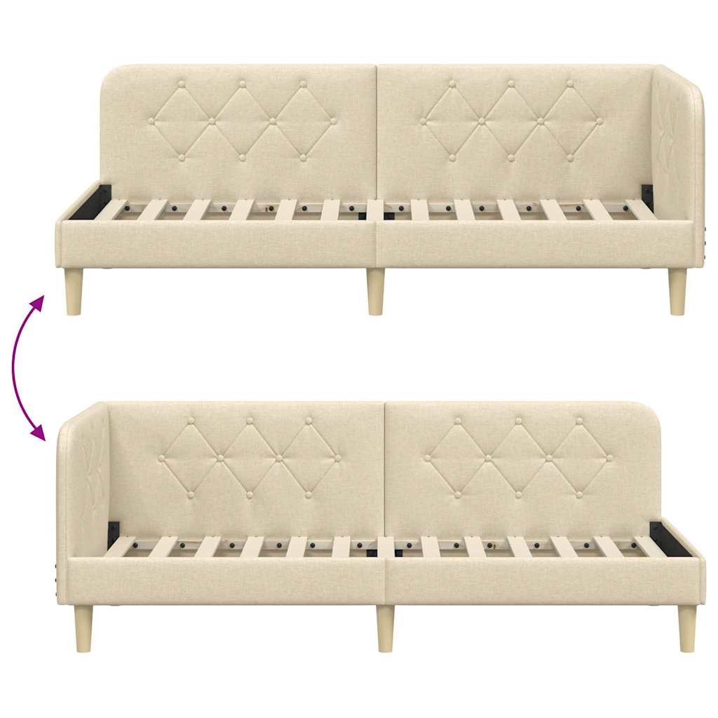 Hoekbedframe Crème 80 x 200 cm Stof is nu te koop bij PeponiXL, paradijselijk wonen!