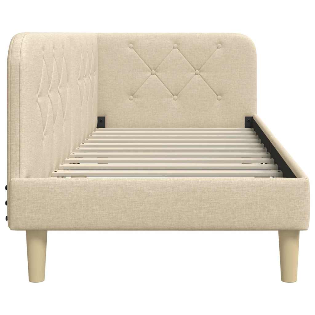 Hoekbedframe Crème 80 x 200 cm Stof is nu te koop bij PeponiXL, paradijselijk wonen!