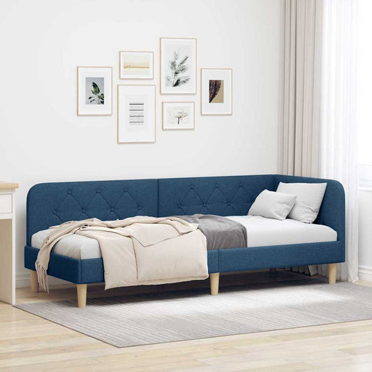 Hoekbedframe Blauw 80 x 200 cm Stof is nu te koop bij PeponiXL, paradijselijk wonen!