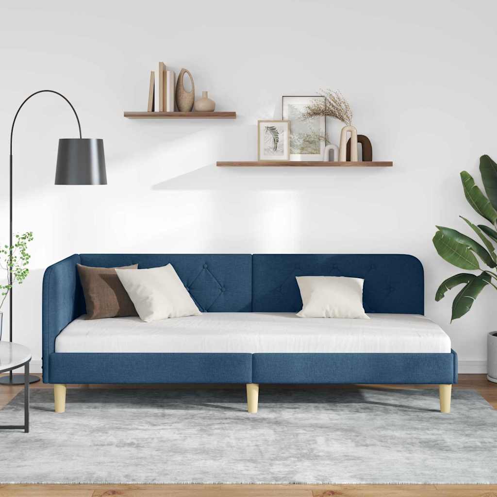 Hoekbedframe Blauw 80 x 200 cm Stof is nu te koop bij PeponiXL, paradijselijk wonen!
