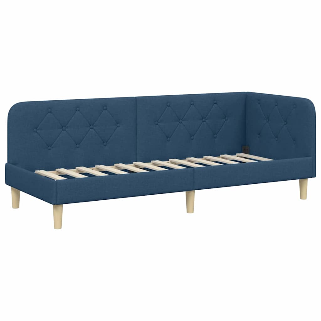 Hoekbedframe Blauw 80 x 200 cm Stof is nu te koop bij PeponiXL, paradijselijk wonen!