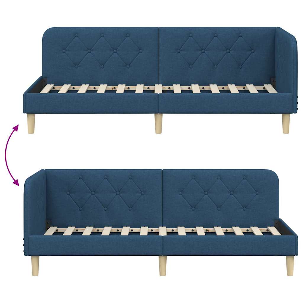 Hoekbedframe Blauw 80 x 200 cm Stof is nu te koop bij PeponiXL, paradijselijk wonen!