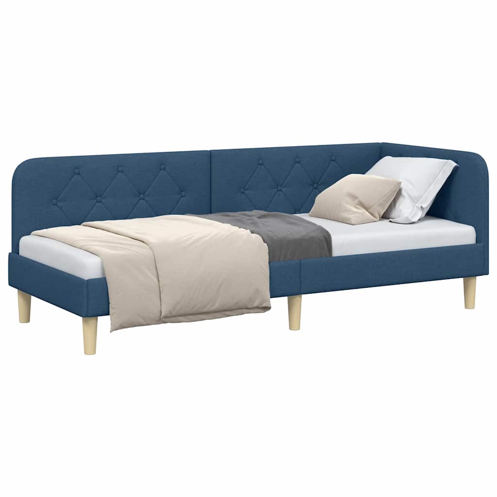 Hoekbedframe Blauw 80 x 200 cm Stof is nu te koop bij PeponiXL, paradijselijk wonen!