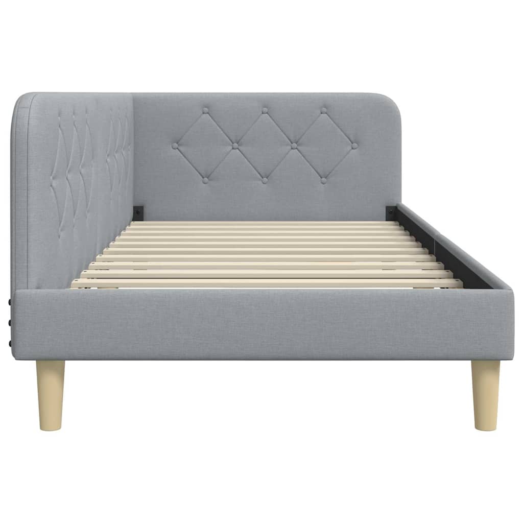 Hoekbedframe Lichtgrijs 90 x 190 cm Stof is nu te koop bij PeponiXL, paradijselijk wonen!