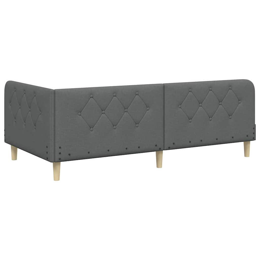 Hoekbedframe Donkergrijs 90 x 190 cm Stof is nu te koop bij PeponiXL, paradijselijk wonen!