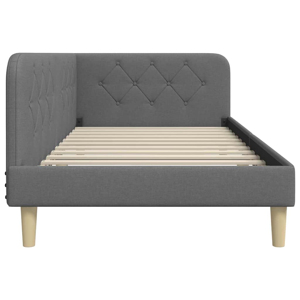 Hoekbedframe Donkergrijs 90 x 190 cm Stof is nu te koop bij PeponiXL, paradijselijk wonen!
