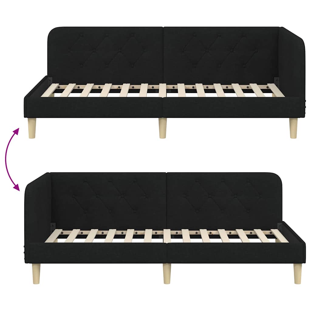 Hoekbedframe Zwart 90 x 190 cm Stof is nu te koop bij PeponiXL, paradijselijk wonen!
