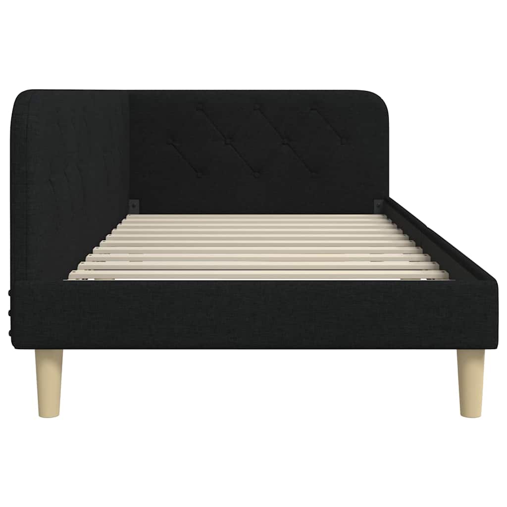 Hoekbedframe Zwart 90 x 190 cm Stof is nu te koop bij PeponiXL, paradijselijk wonen!