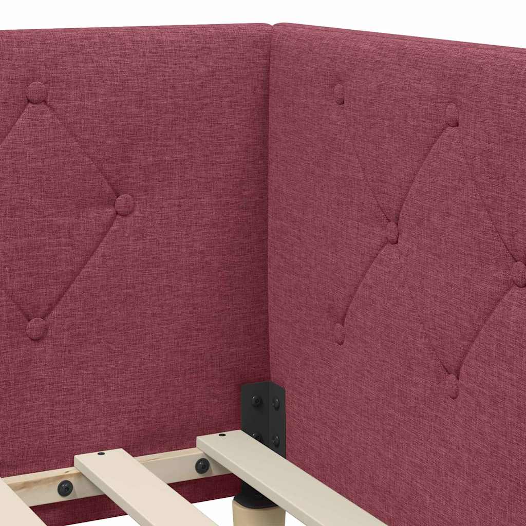 Hoekbedframe Wijnrood 90 x 190 cm Stof is nu te koop bij PeponiXL, paradijselijk wonen!