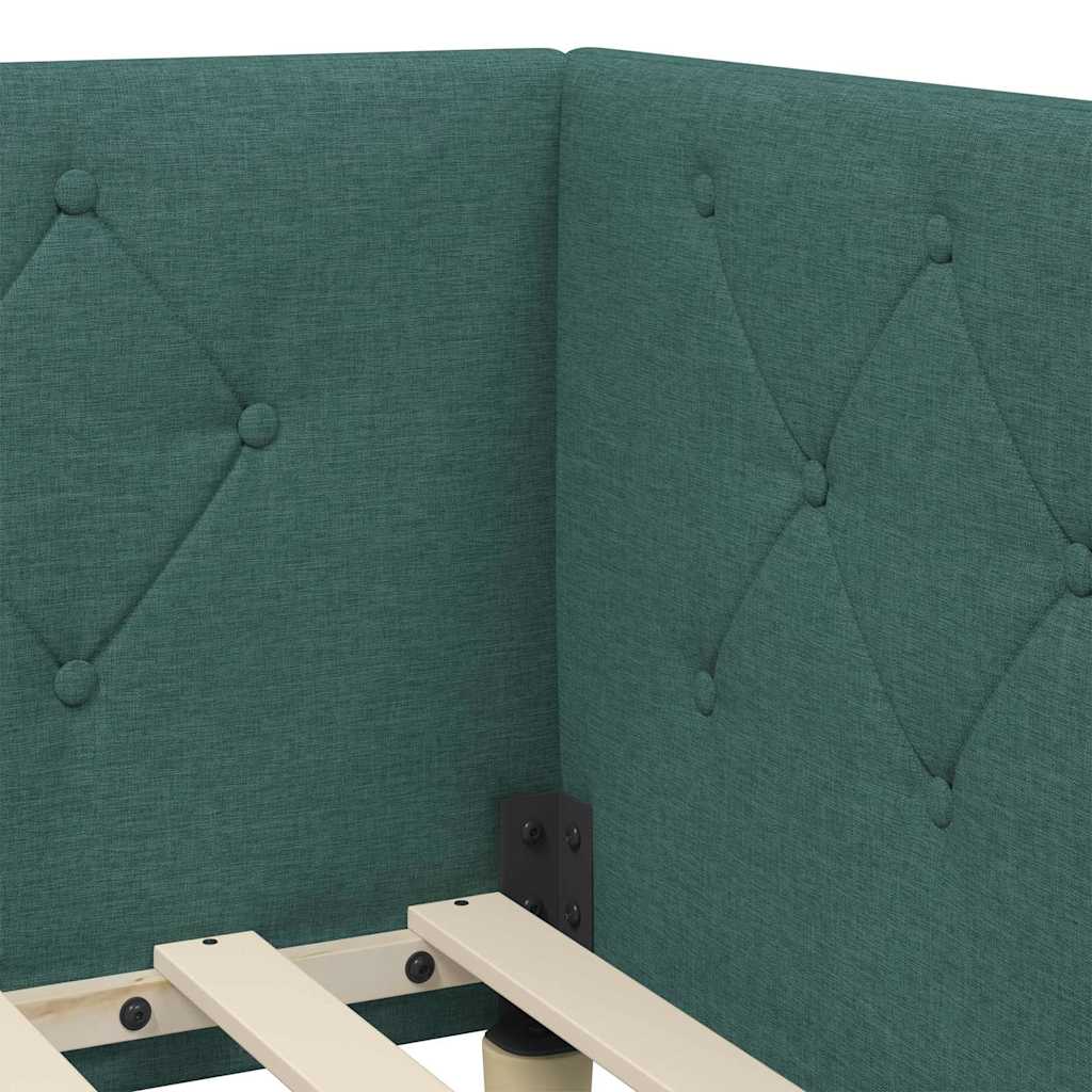 Hoekbedframe Donkergroen 90 x 190 cm Stof is nu te koop bij PeponiXL, paradijselijk wonen!