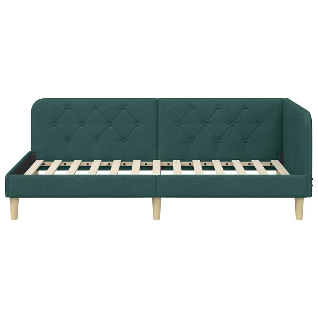 Hoekbedframe Donkergroen 90 x 190 cm Stof is nu te koop bij PeponiXL, paradijselijk wonen!