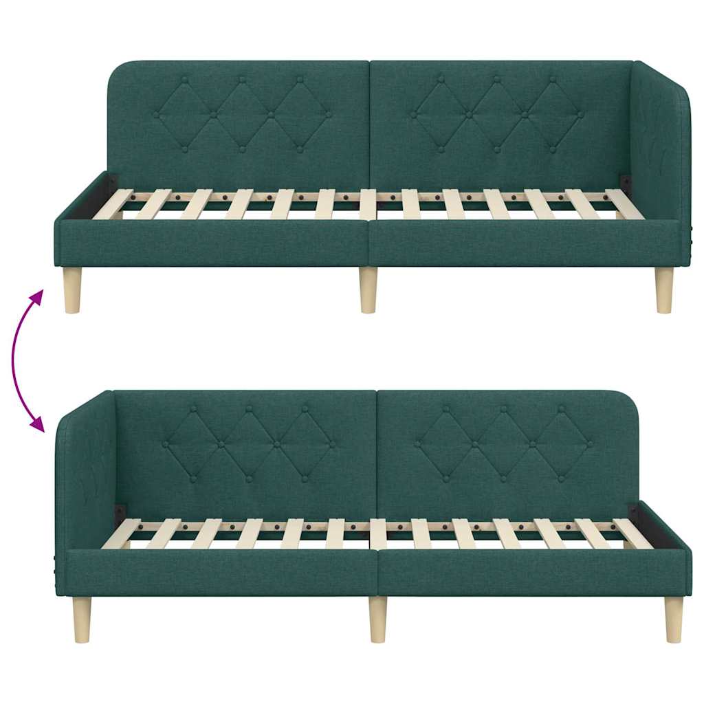 Hoekbedframe Donkergroen 90 x 190 cm Stof is nu te koop bij PeponiXL, paradijselijk wonen!
