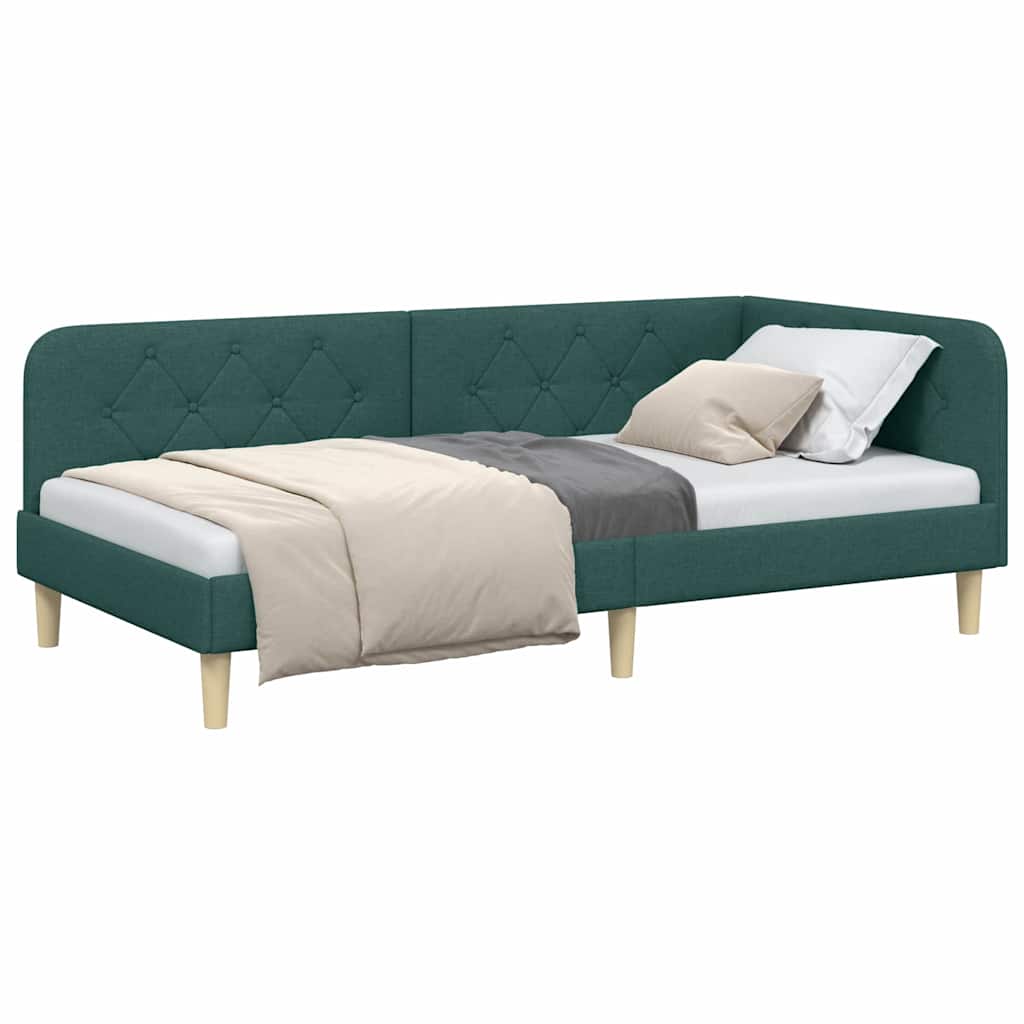 Hoekbedframe Donkergroen 90 x 190 cm Stof is nu te koop bij PeponiXL, paradijselijk wonen!
