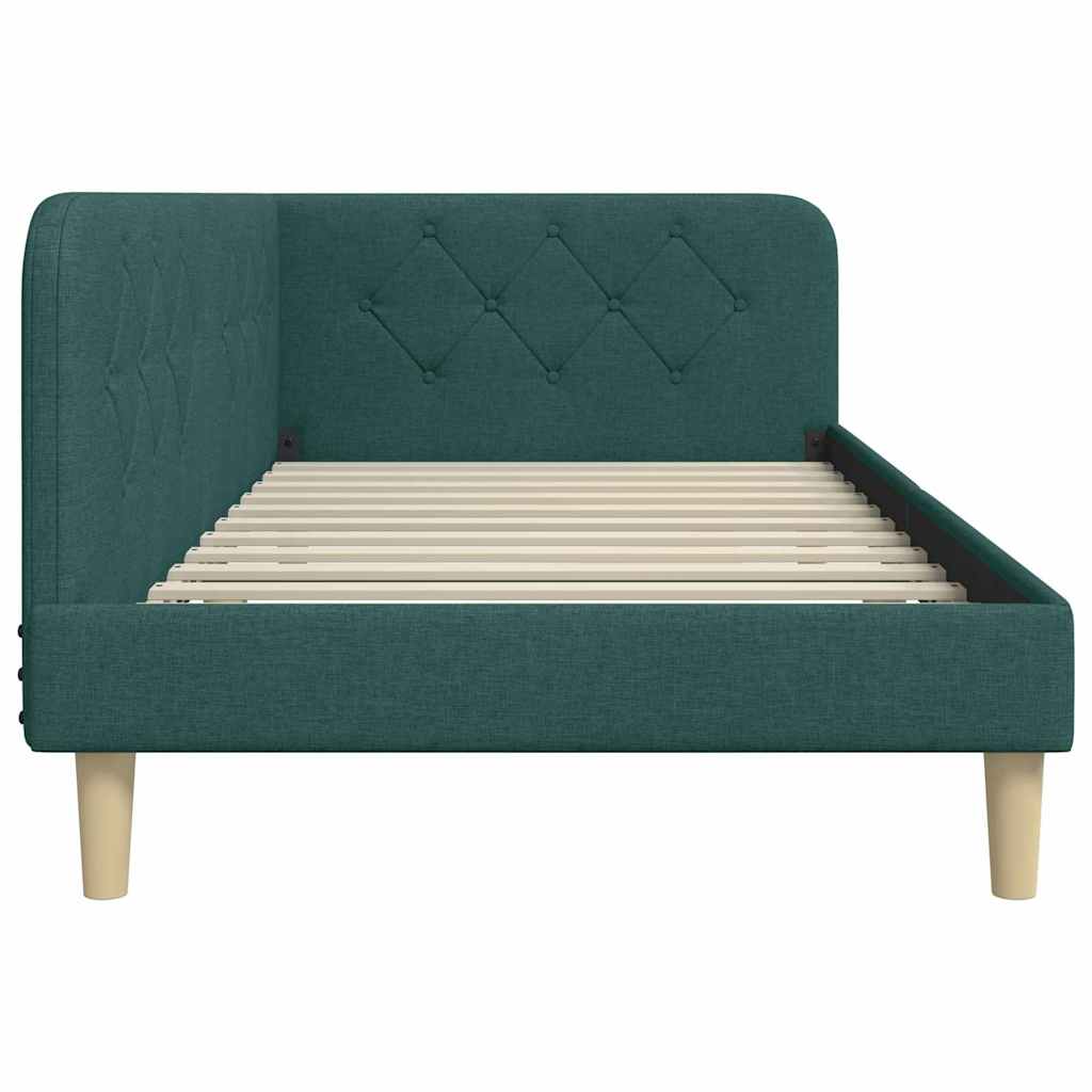 Hoekbedframe Donkergroen 90 x 190 cm Stof is nu te koop bij PeponiXL, paradijselijk wonen!