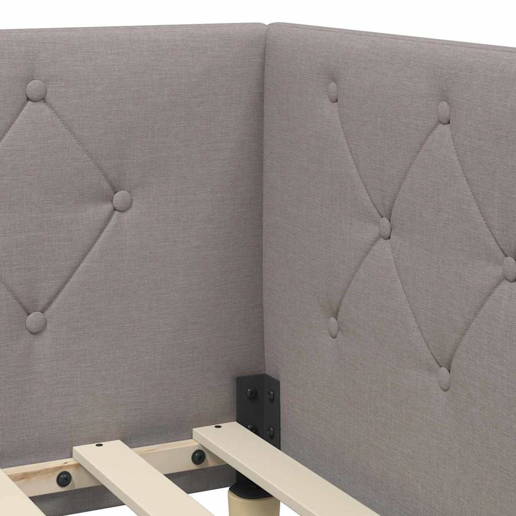 Hoekbedframe Taupe 90 x 190 cm Stof is nu te koop bij PeponiXL, paradijselijk wonen!