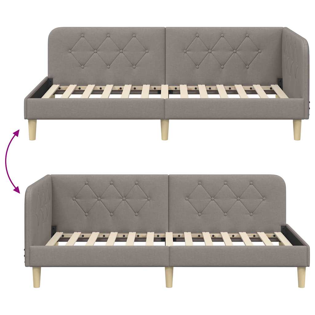 Hoekbedframe Taupe 90 x 190 cm Stof is nu te koop bij PeponiXL, paradijselijk wonen!