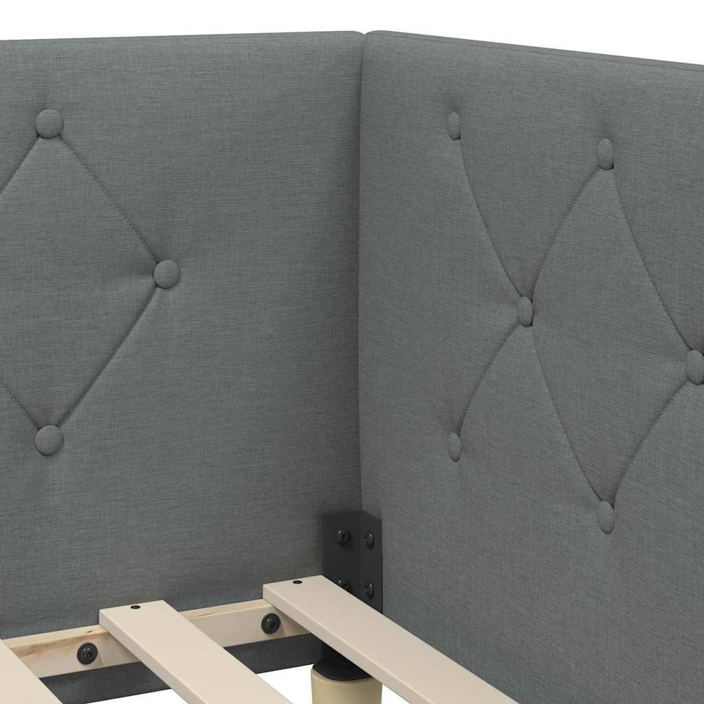Hoekbedframe Donkergrijs 90 x 200 cm Stof is nu te koop bij PeponiXL, paradijselijk wonen!