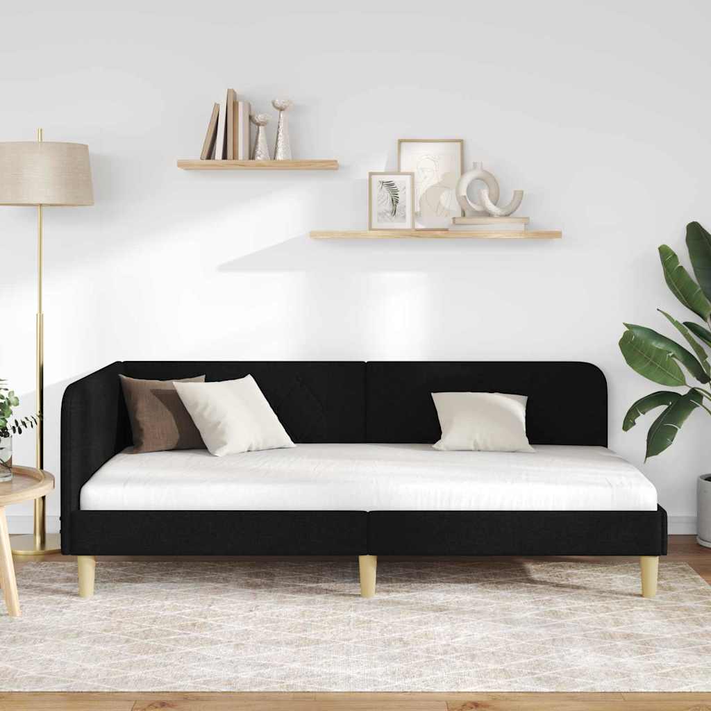 Hoekbedframe Zwart 90 x 200 cm Stof is nu te koop bij PeponiXL, paradijselijk wonen!