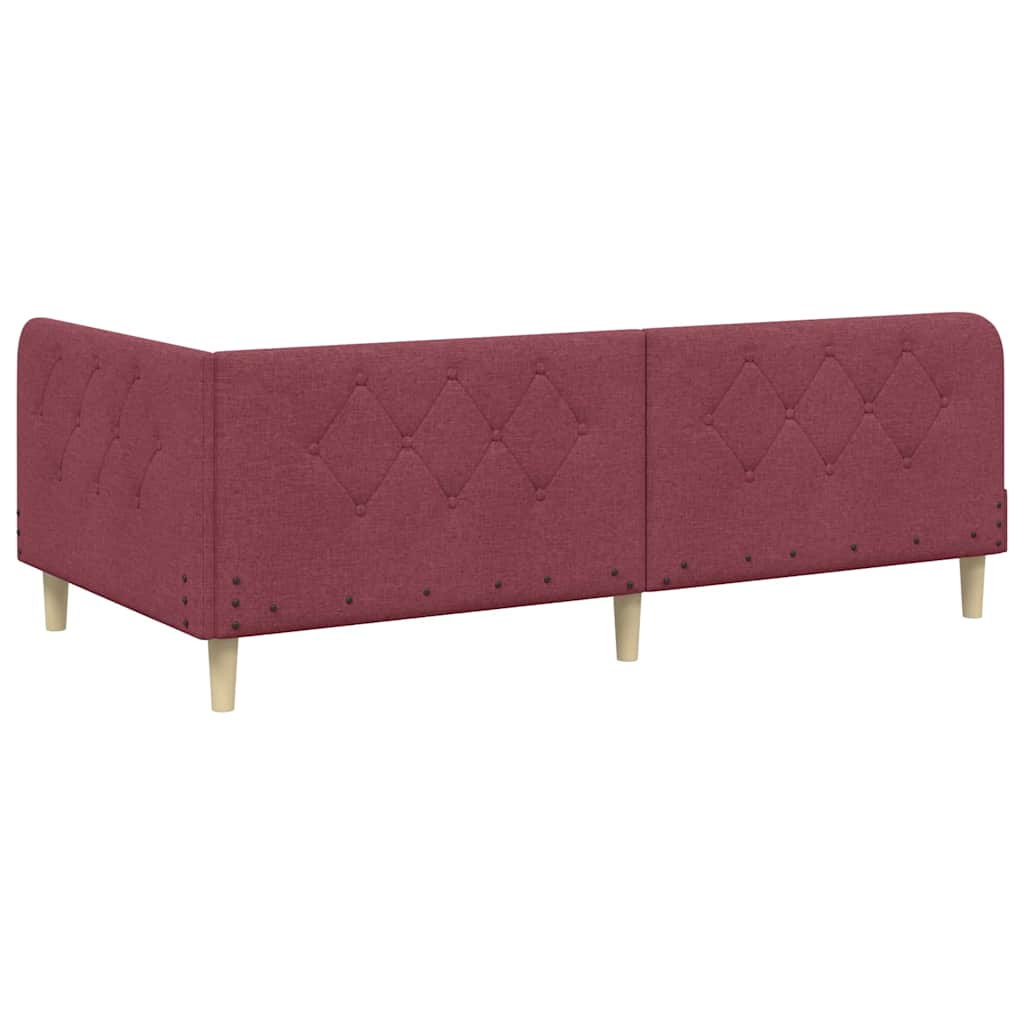 Hoekbedframe Wijnrood 90 x 200 cm Stof is nu te koop bij PeponiXL, paradijselijk wonen!