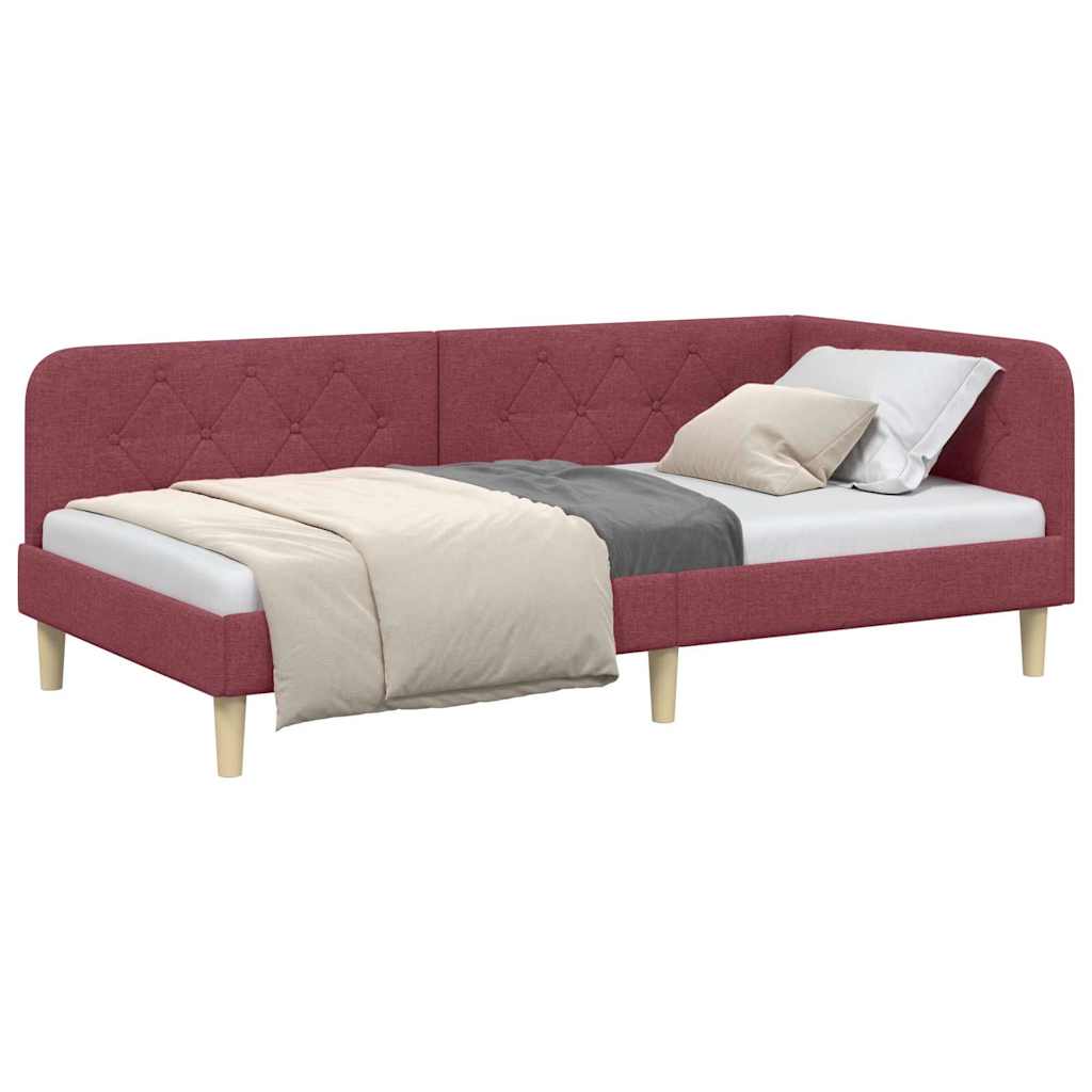 Hoekbedframe Wijnrood 90 x 200 cm Stof is nu te koop bij PeponiXL, paradijselijk wonen!